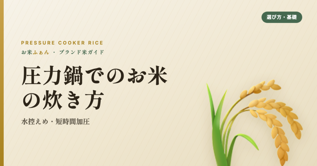 圧力鍋でのお米の炊き方 水控えめ・短時間加圧