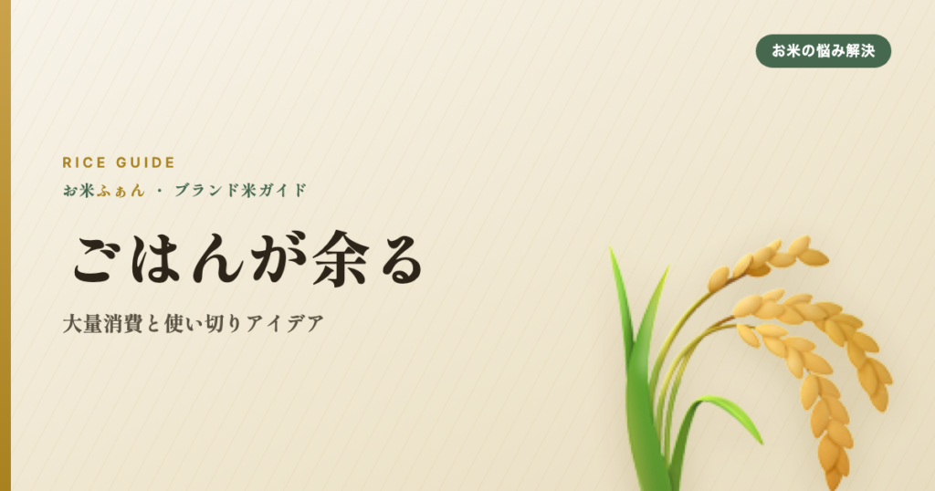 ごはんが余る 大量消費と使い切りアイデア