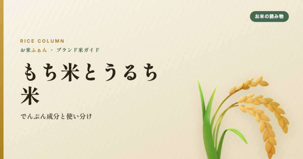 もち米とうるち米 でんぷん成分と使い分け